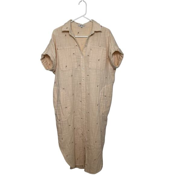 Madewell Cotton Gauze Embroidered Lightspun Lakeline Shirtdress Cream Medium - Picture 5 of 11
